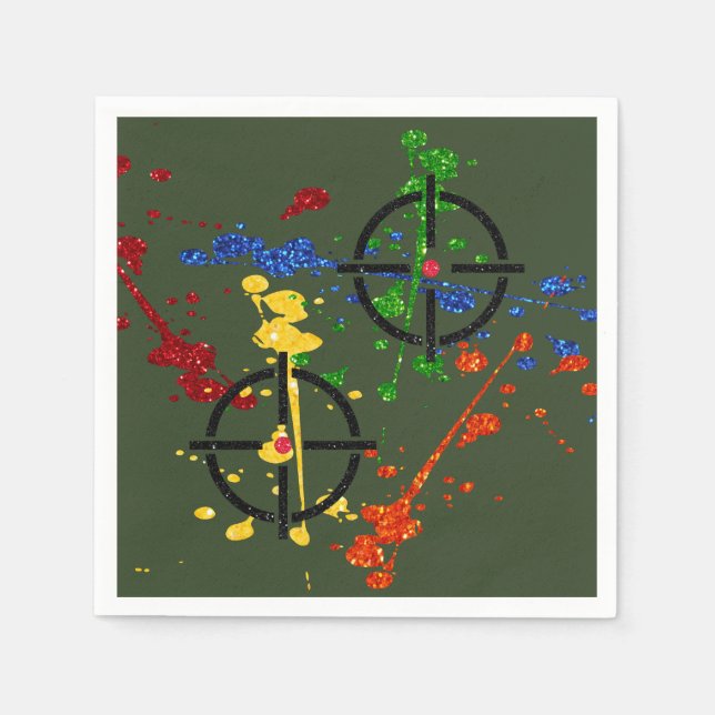 Glitter Paintball Party Targets Napkins (Front)