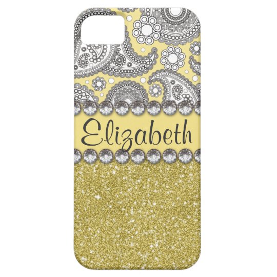 Glitter Paisley Rhinestone Print Pattern iPhone SE/5/5s Case