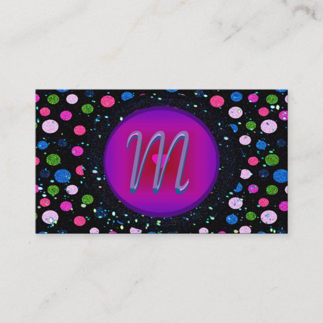 Glitter Party Monogram Business Card (Front)