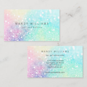 Glitter Pastel Bokeh Girly Colorful Pattern Business Card