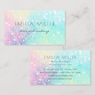 Glitter Pastel Bokeh Girly Colorful Pattern Business Card