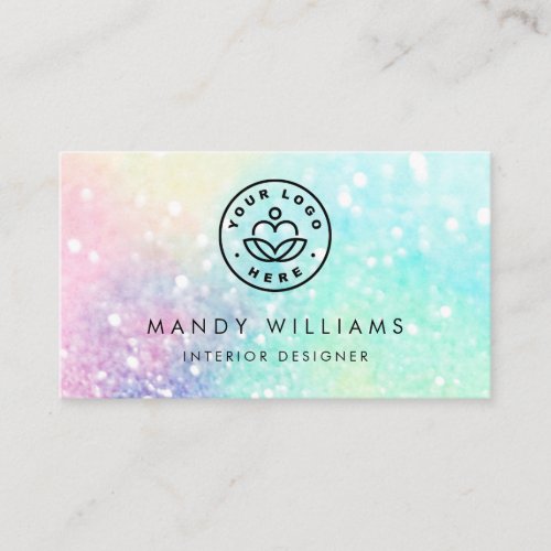 Glitter Pastel Bokeh Girly Colorful Pattern Business Card
