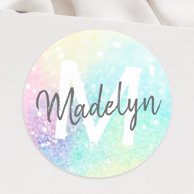 Glitter Pastel Bokeh Girly Colorful Pattern Classic Round Sticker (Creator Uploaded)