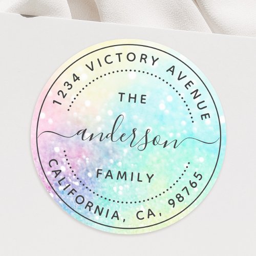 Glitter Pastel Bokeh Girly Colorful Pattern Classic Round Sticker