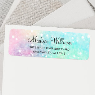Glitter Pastel Bokeh Girly Colorful Pattern Label