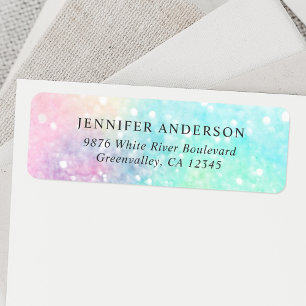 Glitter Pastel Bokeh Girly Colorful Pattern Label