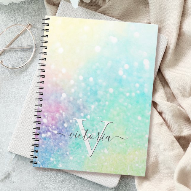 Glitter Pastel Bokeh Girly Colorful Pattern Notebook (Creator Uploaded)