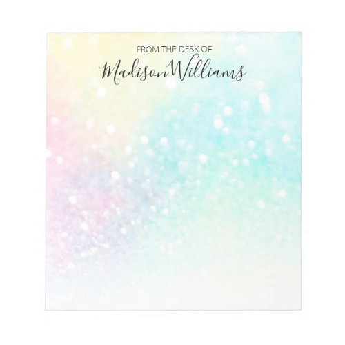 Glitter Pastel Bokeh Girly Colorful Pattern Notepad