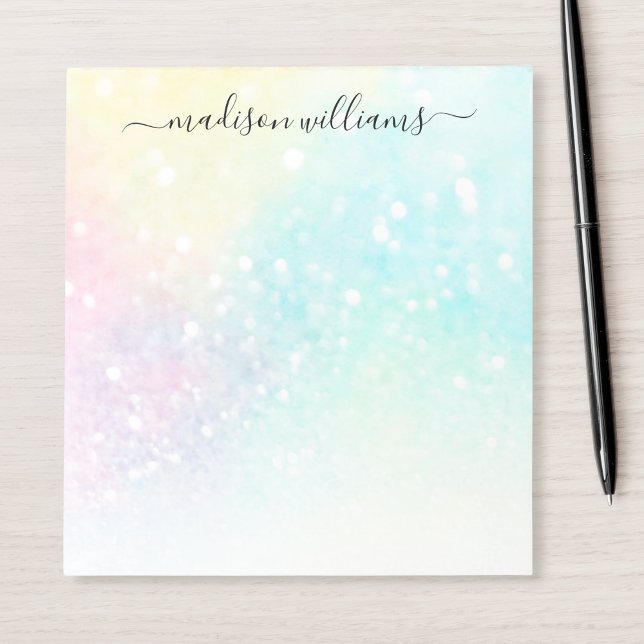Glitter Pastel Bokeh Girly Colorful Pattern Notepad (Creator Uploaded)