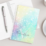 Glitter Pastel Bokeh Girly Colorful Pattern Planner<br><div class="desc">A beautiful multicolor pastel glitter pattern,  that you can personalize with your custom details.</div>