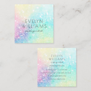 Glitter Pastel Bokeh Girly Colorful Pattern Square Business Card