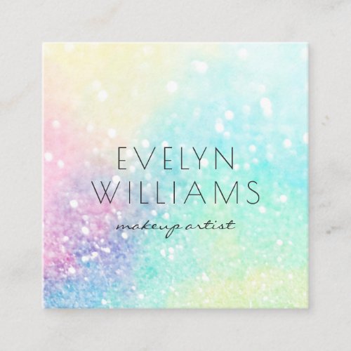 Glitter Pastel Bokeh Girly Colorful Pattern Square Business Card