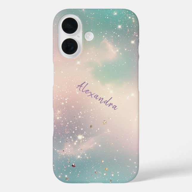 Glitter Pastel Milky Way Galaxy Custom Name Case-Mate iPhone Case (Back)