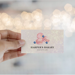 Glitter Pastel Pink Macarons Professional Logo Business Card