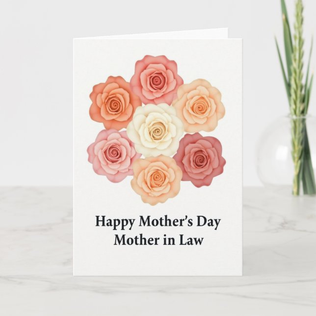 Glitter Pastel Roses Mothers Day Card (Front)