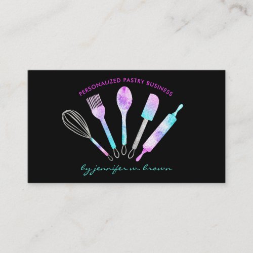 Glitter Pastry chef cooking home made food Business Card