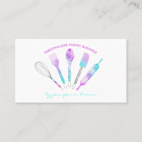 Glitter Pastry Chef Home Made Bakery Business Card