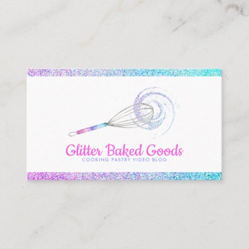 Glitter Pastry Logo Bakery whisk Business Card