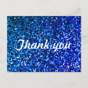 Glitter Patterns Thank You Neon Blue Sparkle Postcard