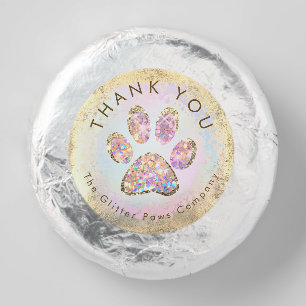 glitter paw print thank you dipped oreo cookie favors