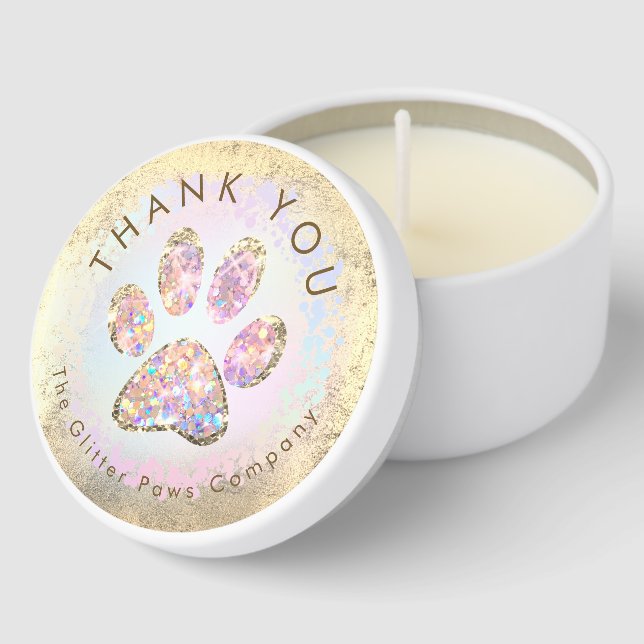 glitter paw print thank you  mini candle favors (Corner)