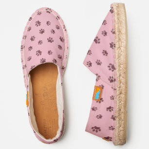 Glitter Paw Prints Rose Gold Pink Espadrilles
