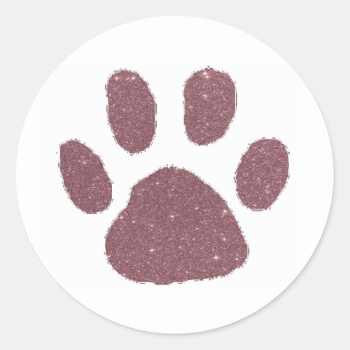 Glitter pawprint  classic round sticker