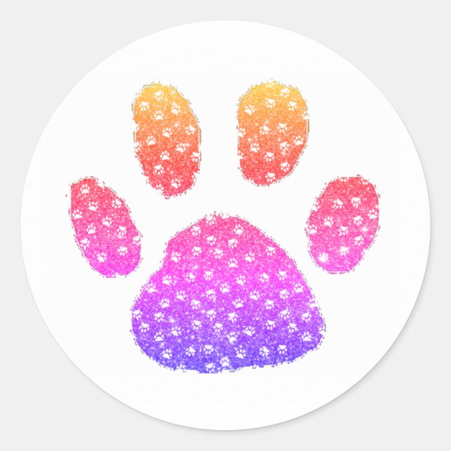 Glitter pawprint  classic round sticker (Front)