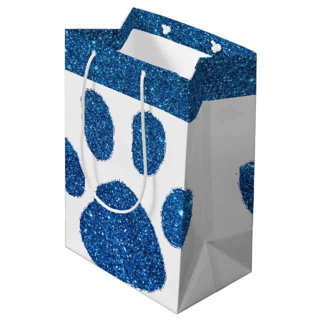 Glitter pawprint  medium gift bag (Back Angled)