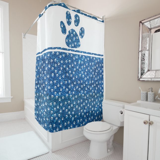 Glitter pawprint  shower curtain (In Situ)