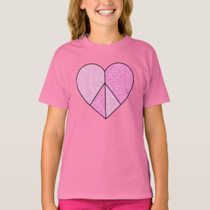 Glitter Peace Sign Heart T-Shirt