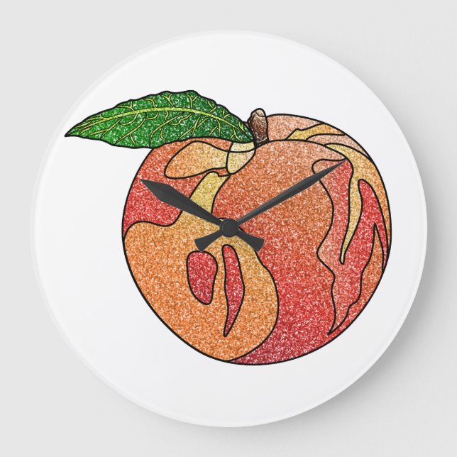 Glitter Peach Large Clock (Front)