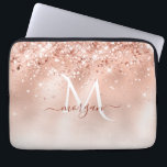 Glitter Peach Rose Gold Monogram Laptop Sleeve<br><div class="desc">Glitter Peach Rose Gold Monogram</div>