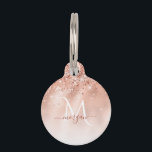 Glitter Peach Rose Gold Monogram Pet ID Tag<br><div class="desc">Glitter Peach Rose Gold Monogram</div>