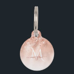 Glitter Peach Rose Gold Monogram Pet ID Tag<br><div class="desc">Glitter Peach Rose Gold Monogram</div>