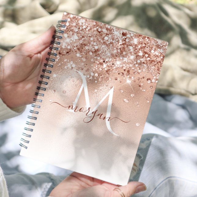 Glitter Peach Rose Gold Monogram Planner (Creator Uploaded)