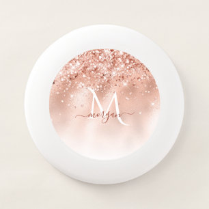 Glitter Peach Rose Gold Monogram Wham-O Frisbee