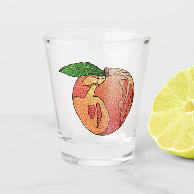 Glitter Peach Shot Glass (Front)