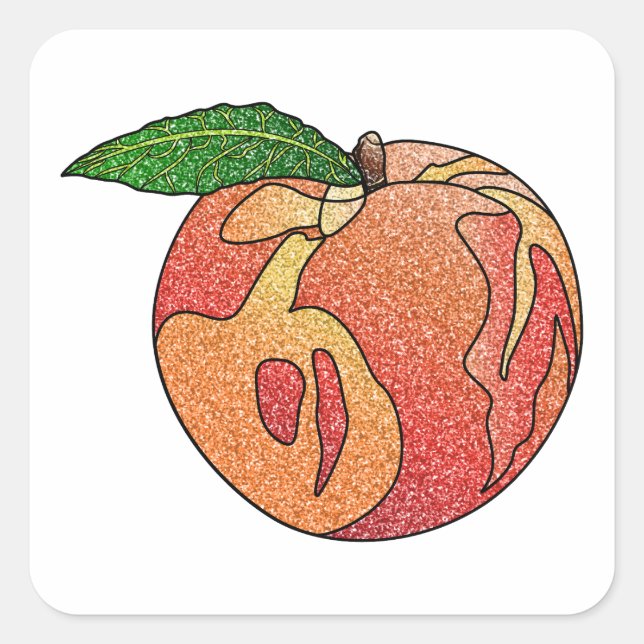 Glitter Peach Square Sticker (Front)