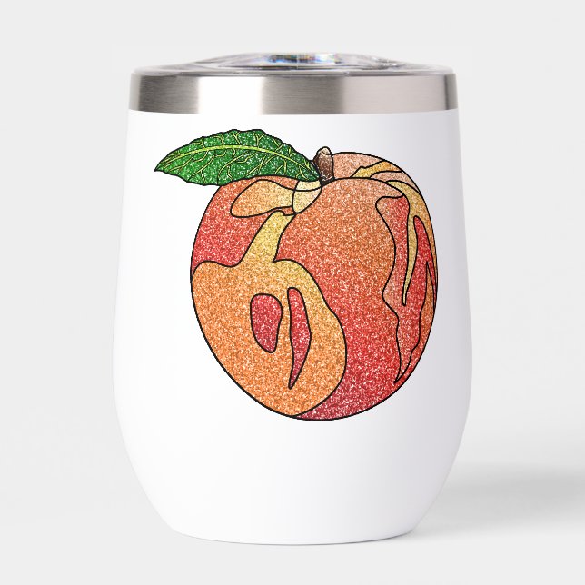 Glitter Peach Thermal Wine Tumbler (Front)