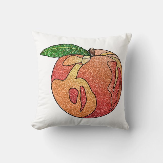 Glitter Peach Throw Pillow (Front)