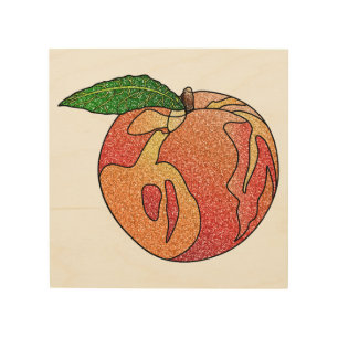 Glitter Peach Wood Wall Art
