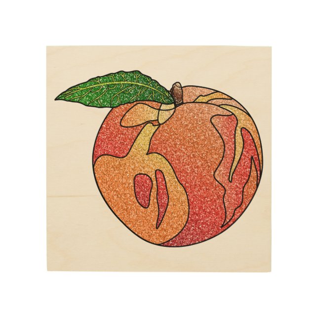 Glitter Peach Wood Wall Art (Front)