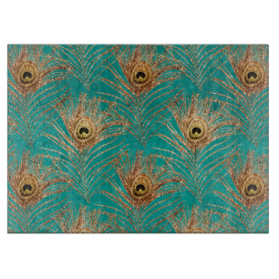 Glitter Peacock Feathers Pattern Cutting Board