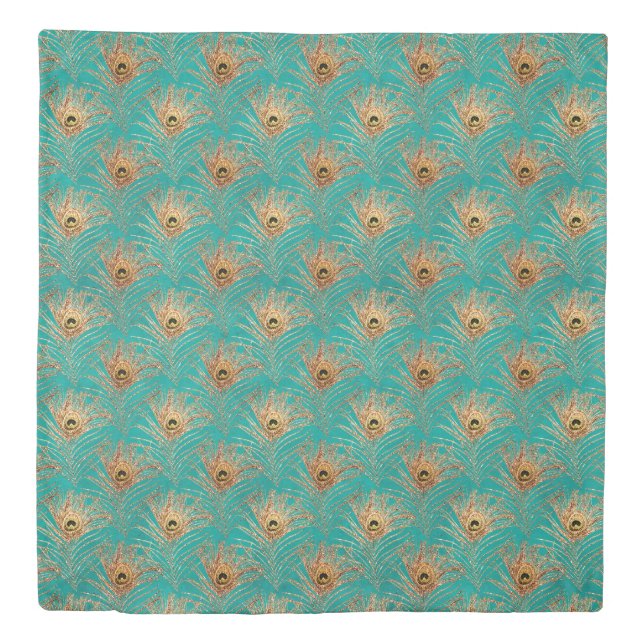 Glitter Peacock Feathers Pattern  Duvet Cover (Front)