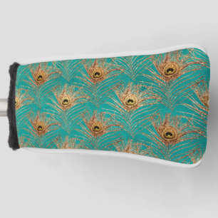 Glitter Peacock Feathers Pattern Golf Head Cover