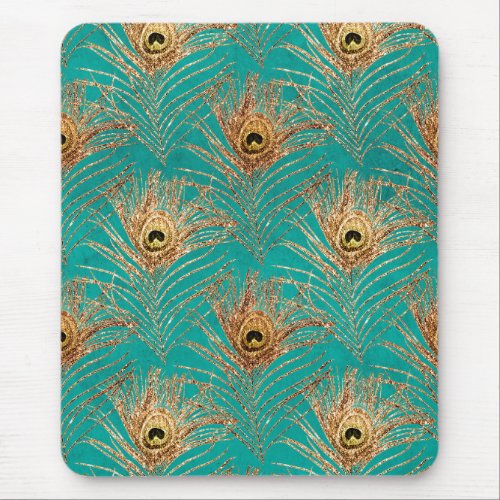 Glitter Peacock Feathers Pattern  Mouse Pad