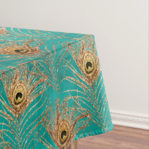 Glitter Peacock Feathers Pattern Tablecloth