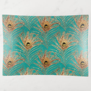 Glitter Peacock Feathers Pattern Trinket Tray