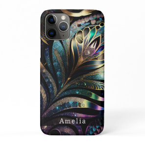 Glitter Peafowl Feather Name iPhone 11 Pro Case
